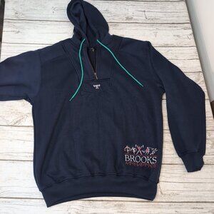 Brooks Athletics Hoodie Navy Half Zip Vintage Sports Graphic – Men’s M